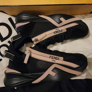 Fendi Flow Black nylon and suede low-tops - Brand new - Size 10